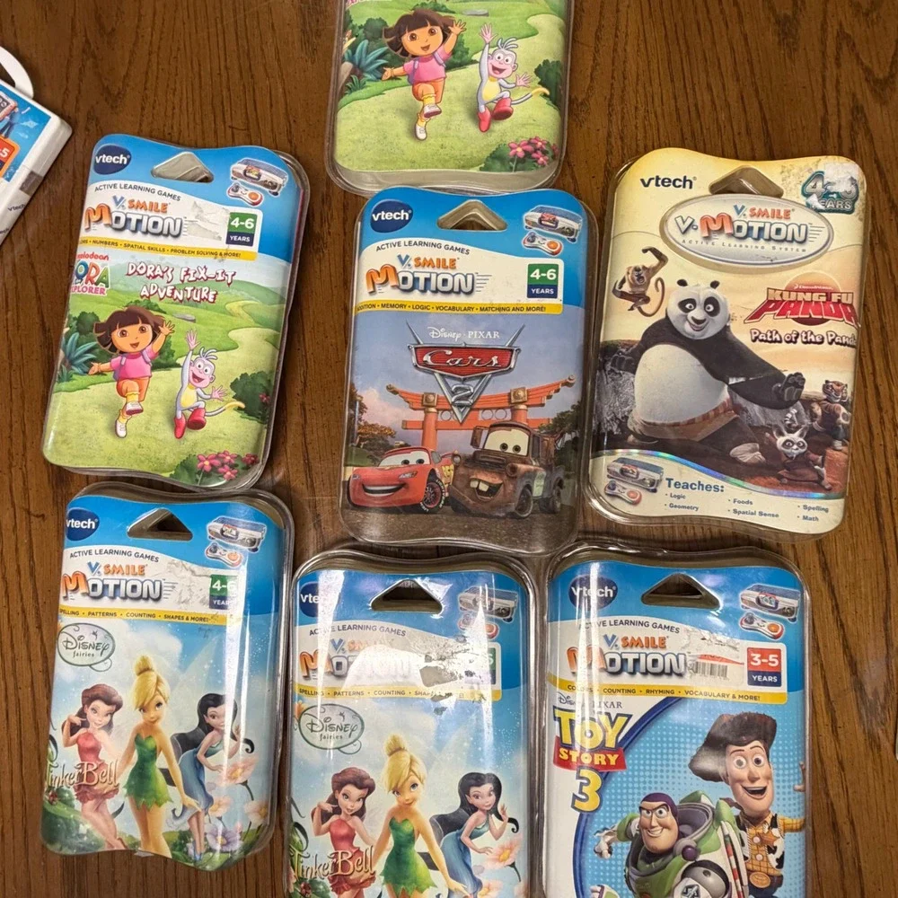 VTech V.Reader V.Smile Motion LeapFrog Zippity Game Bundle Toy Story Dora Cars